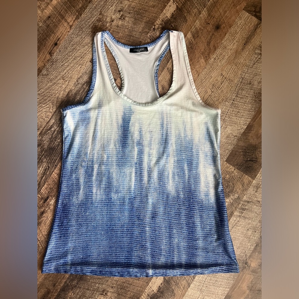 LoveUDear racerback tank top, blue ombré size medium